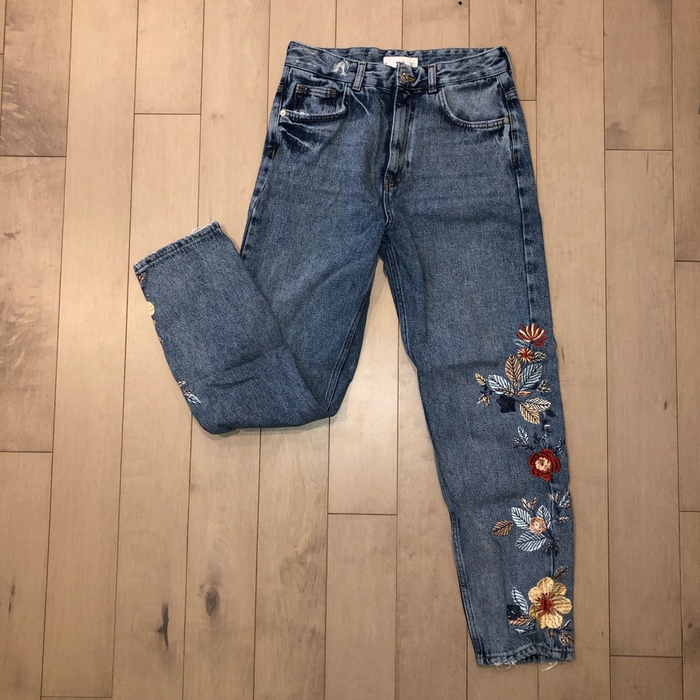 MNG embroid straight jeans